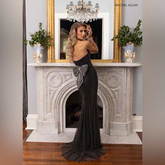 Rachel Allan Dresses & Skirts - Rachel Allan Sparkling Black Gown with Bow Accent Rachel Allan 70936